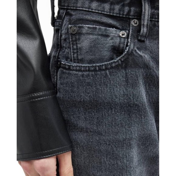 Moussy Vintage Detroit Wide Straight Leg Black Jeans NWT Size 27 - Picture 7 of 15